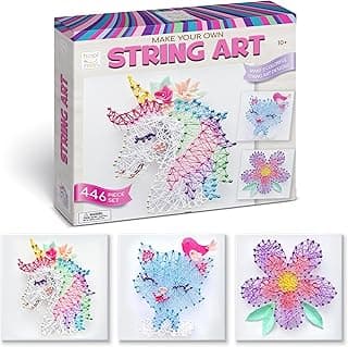 Hapinest String Art Craft Kit for Kids Ages 10-12 and Up, 3D String Art Kit Crafts for Teens, Birthday Gifts for Tween Girls Ages 10 11 12 Years Old and Up, Makes 3 Designs - Unicorn, Cat, and Flower