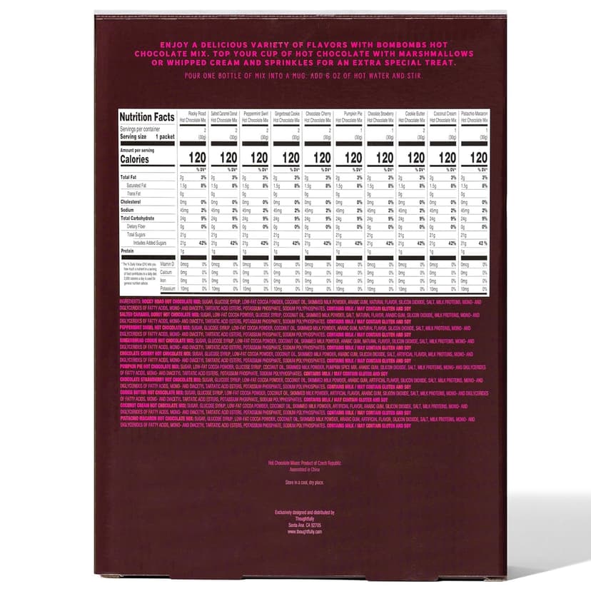 BomBombs, Hot Chocolate Mix Gift Set in Mini Bottles, Flavors Include Rocky Road, Pumpkin Pie, Chocolate Cherry, Peppermint Swirl, Salted Caramel Donut & More, Sampler Set of 16