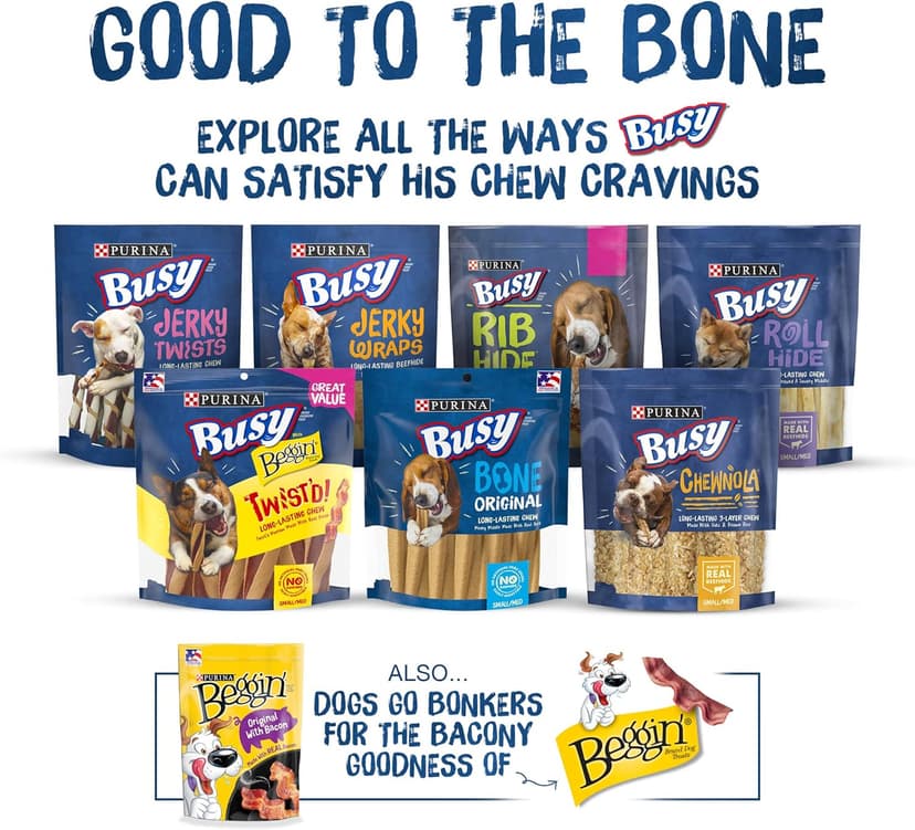 Purina Busy Bone Adult Dog Chew Bone Treats, Peanut Butter - 10 ct. Pouch