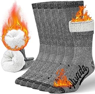 Alvada Merino Wool Hiking Socks Thermal Warm Crew Winter Boot Sock For Men & Women 3 Pairs