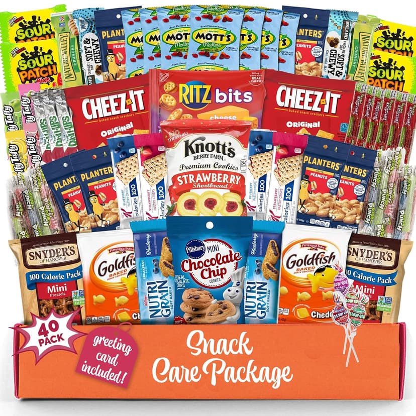 Halloween Snacks Variety Pack for Adults, Kids & Teens (40 Count) - Snack Box Variety Pack with Chips, Cookies & Bars, Halloween Care Package for College Students, Office Treats, Birthdays & Travel