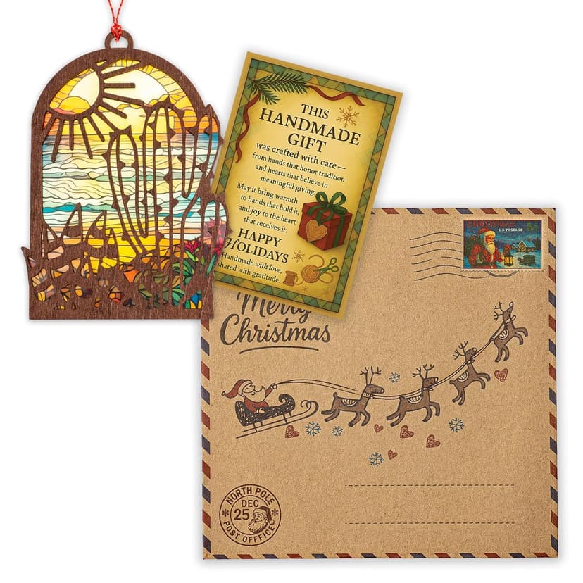 Arizona Gifts Cactus Ornament – Southwestern Decor Handmade Wooden Christmas Ornaments 2025, Unique Cactus Decor with Sun Desert Scene, Rustic Holiday Gift Idea for Home Tree Decoration