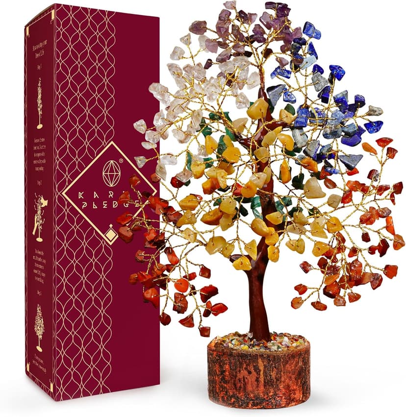 Crystal Tree of Life 7 Chakra Healing Crystal Trees for Home Decor, Office Desk Decor, Boho Decor, Handmade Bonsai Trees for Positive Energy, Money, Good Luck Birthday Gifts for Women, Mom