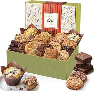 Broadway Basketeers Cookies Gift Baskets for Delivery Fresh Baked Gourmet Cookies and Brownies, Individually Wrapped Edible Care Package for Mom, Grandpa, Families, Holiday Gifts, Christmas, Coworkers