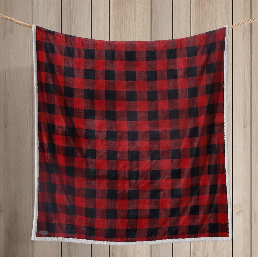 Eddie Bauer - Blanket, Super Soft Reversible Sherpa & Brushed Fleece Bedding, Throw Blankets for Couch, Ideal for Lounging (Cabin Plaid Red)