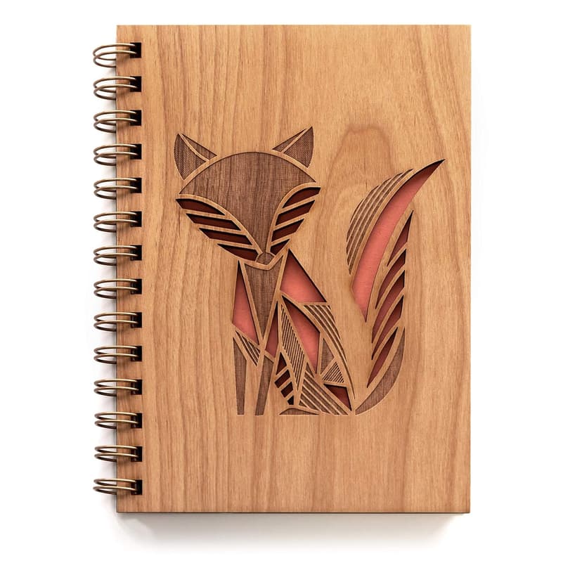 Patchwork Red Fox Spiral Daily Gratitude Journal with Blank Pages for Him Her [Hardcover Writing Notebook for Travel, Happy Father's Day Gifts for Dad from Kids, Made in the USA]