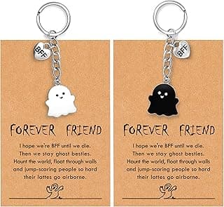 Best Friend Birthday Gifts for Women Funny Cute Ghost Keychain Bestie Gifts Long Distance Stuff for 2 with Card