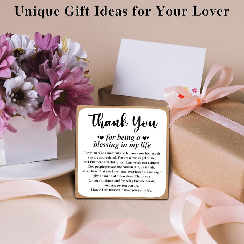 Thank You Gifts for Women Men Friends Mom, Thank You for Being A Blessing in My Life Wooden Plaque with Stand, Thanksgiving Day Gifts for Family Member Desk Decor - B75