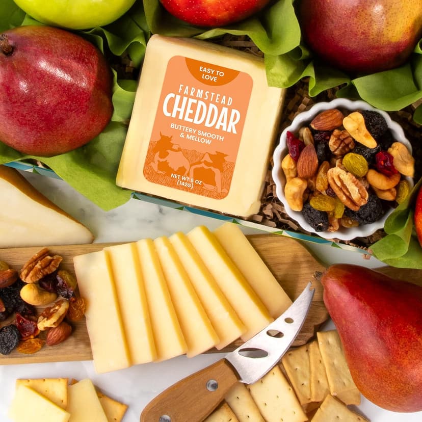 A Gift Inside Classic Fresh Fruit Basket Gift with Crackers, Cheese and Nuts for Holiday, Thank You, Birthday, Get Well, Anniversary, Corporate