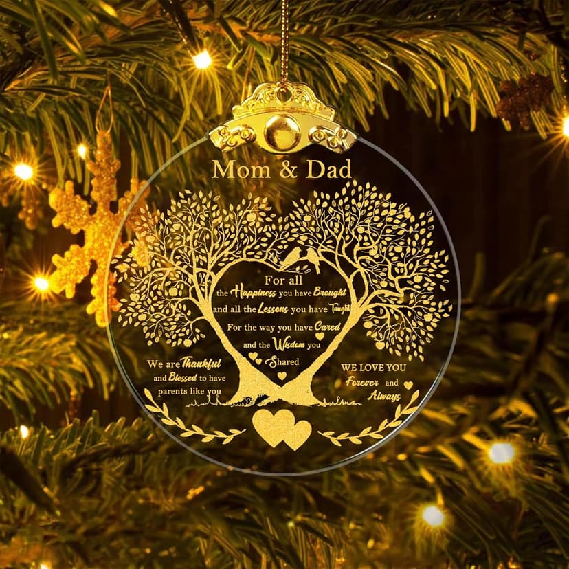 Anniversary Ornament Gift for Mom and Dad Wedding, Mom and Dad Anniversary Ornament, Moms and Dads Christmas Glass Ornaments Gift for Couple Husband Wife Married Parents Grandparents 3"