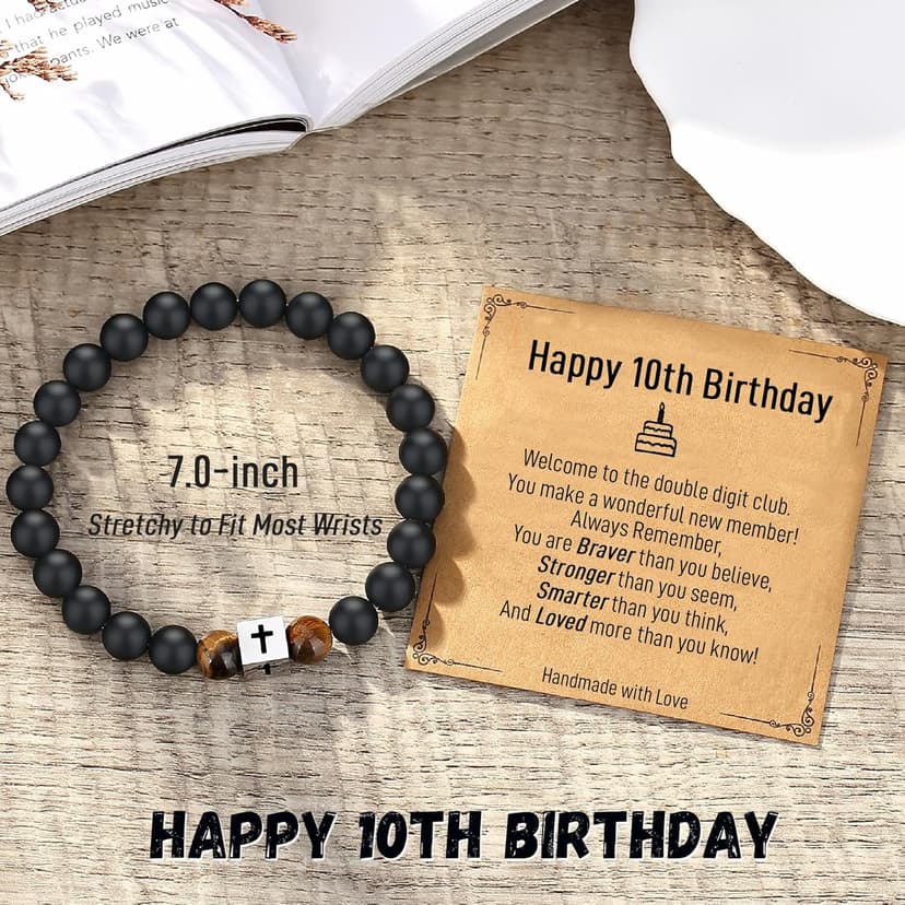 Cross Bracelet for Men - Cool 10th 13th 16th 18th 21st 30th 40th 50th 60th 70th 80th Birthday Gifts for Him, Husband, Dad, Son, Grandson, Brother...