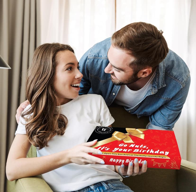 Luxurious Treats Nuts Gift Basket, Happy Birthday Nut Gifts Gourmet Collection Healthy Food Box Mixed Cravings Platter Tray Sampler Assortment Mix for Men Women