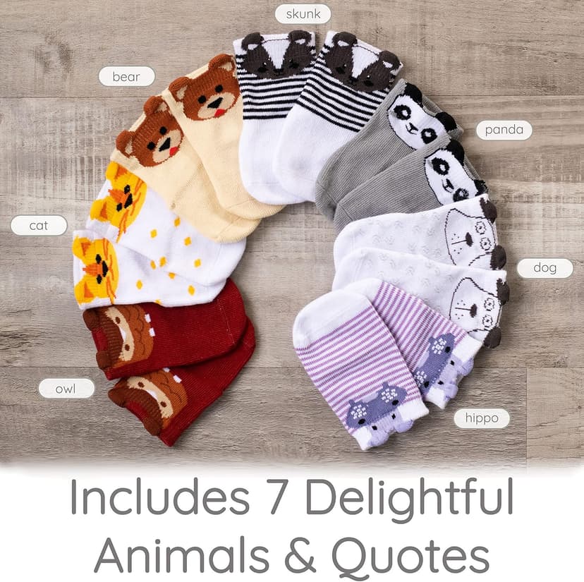 ZIRI & ZANE Baby Sock Gift Set - 7 Unique Pairs, Cute & Funny Unisex Newborn Gifts for Baby Showers & Registries