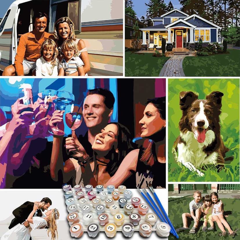 Kidstique Customize Your Personalized DIY Paint-by-Numbers kit Using a Photo of Your Choice. Great Gift idea for Valentine's Day, Mother's Day, Father's Day 16x20