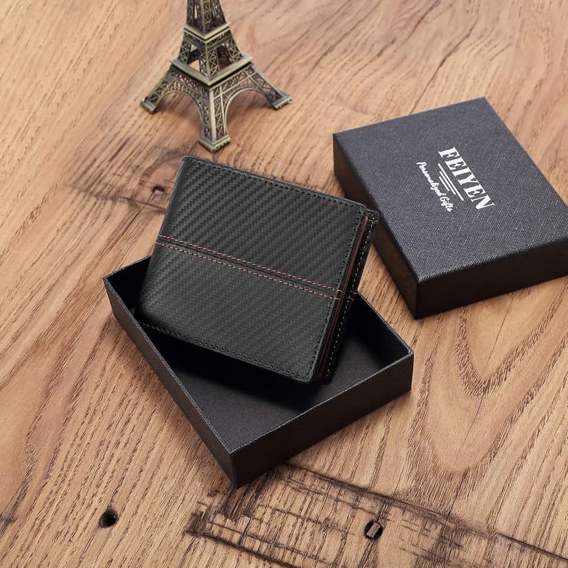 Personalized Engraved Leather Wallet for Boyfriend Husband from Wife Girlfriend - Christmas Anniversary Valentines Day Birthday Wedding - I Love You - Men Custom Bifold Wallets with Romantic Message