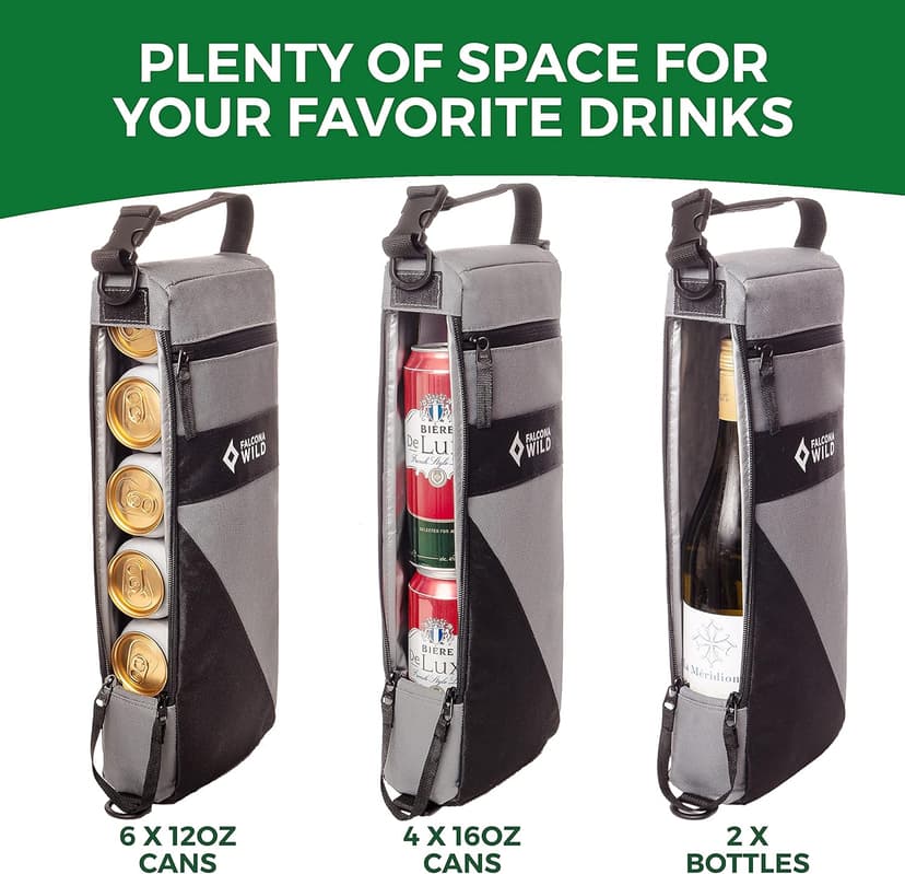 Golf Cooler Bag Plus 2 Ice Packs - Keeps Drinks Cold for Hours - Holds 6 Cans - Fits Discreetly in Golf Bags - Insulated Beer Sleeve and Cooler Accessories