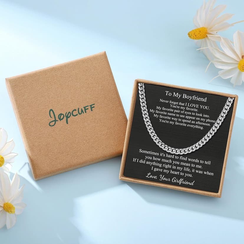 JoycuFF Mens Cuban Link Chain Necklace for Boyfriend Gold Silver Stainless Steel 6MM 10MM Hip Hop Anniversary Birthday Christmas Jewelry for Men