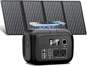 Solar Powered Generator 300W Peak/70400mAh, 260Wh Portable Power Station with Panels 40W Included, Solar Generator with AC Outlet 110V for Home Use, Camping, Outdoor, Power Backup