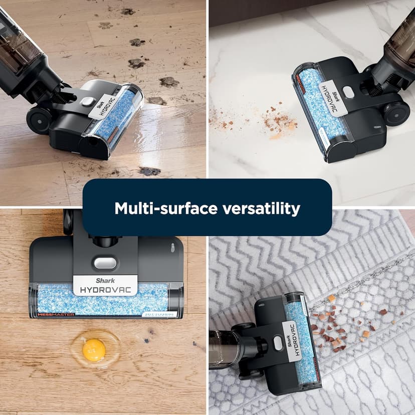Shark | Wet Dry Vacuum Cleaner | Vacuum and Mop Combo | HydroVac MessMaster | 3-in-1 Self-Cleaning + Powerful Suction | 2 Brushrolls & 2 Solutions Included | Hardwood Floor & Area Rug Cleaner | AW261