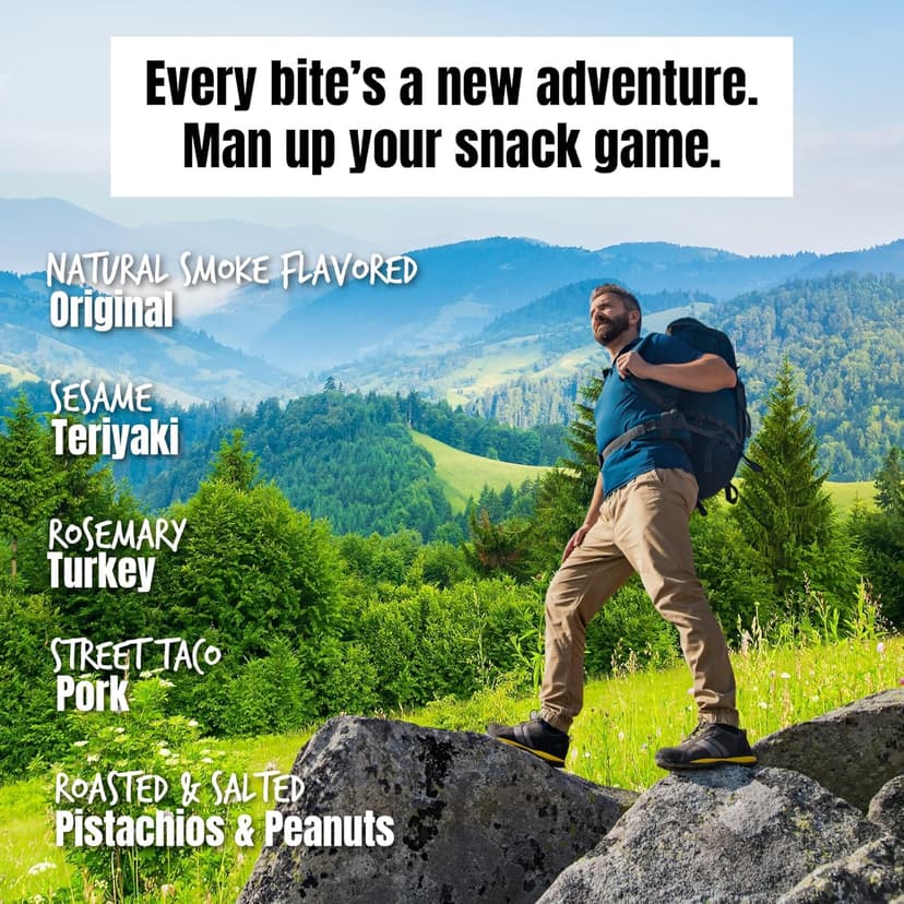 Manly Munch Box Jerky Gift Box, Curated Assortment of High Protein Snacks, Beef & Turkey Jerky Variety Pack Gift Set, Exotic Meat Gift for Men & Women