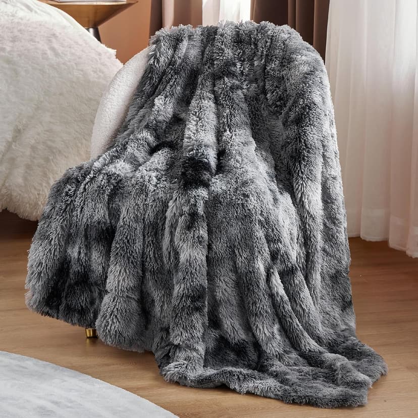 Bedsure GentleSoft Fluffy Fuzzy Faux Fur Throw Blanket for Couch, Soft Sherpa Fleece Cozy Gifts for Women, Plush Bed Blanket Christmas Room Decor for Men, Thick Warm Minky Teen Gifts Winter Bedding