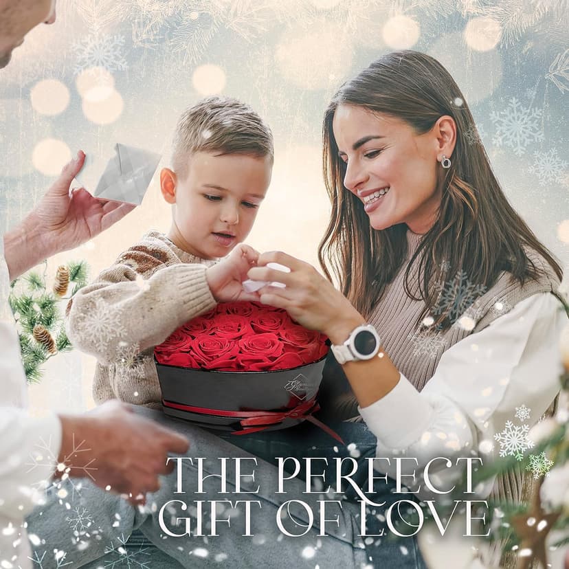 16 Flower Forever Heart Shape Box - Preserved Roses Gift for Her, Preserved Flowers, Red