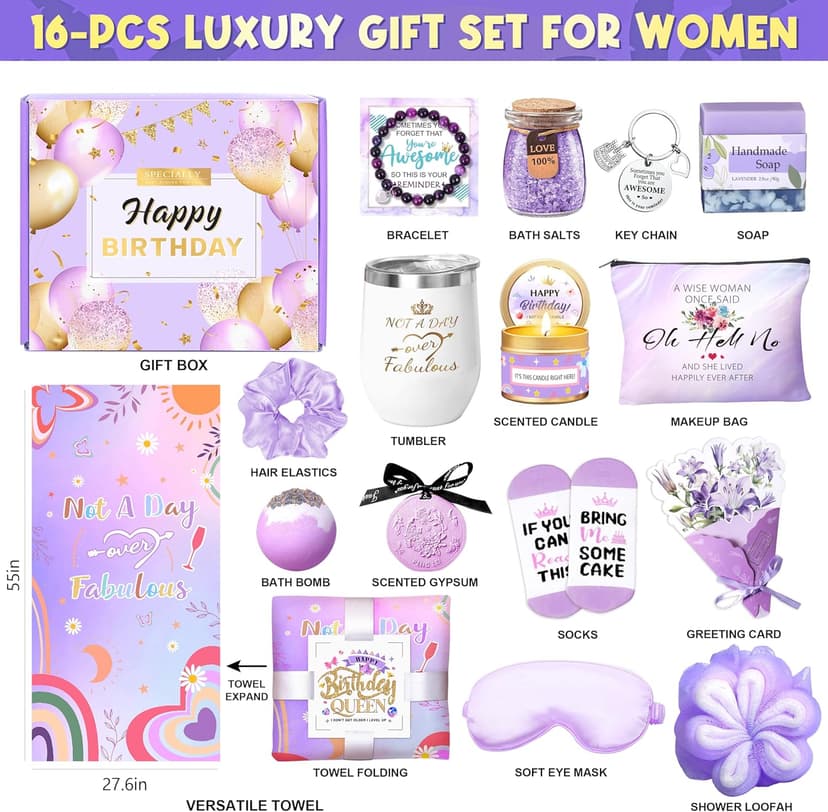Birthday Gifts for Women Friendship, Gifts for Women Birthday Unique, Best Friend Birthday Gifts, Happy Birthday Gift Basket for Her, Friends, Coworkers, Wife, Mom, Daughter