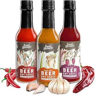 Beer-infused Hot Sauce Variety 3-pack (Includes Asian Sriracha, Garlic Serrano, & Roasty Chipotle) - Craft Beer Gift, Hot Sauce Gift Set, Beer Sauce, BBQ Sauce, Beer Lover, Grill + Man Cave