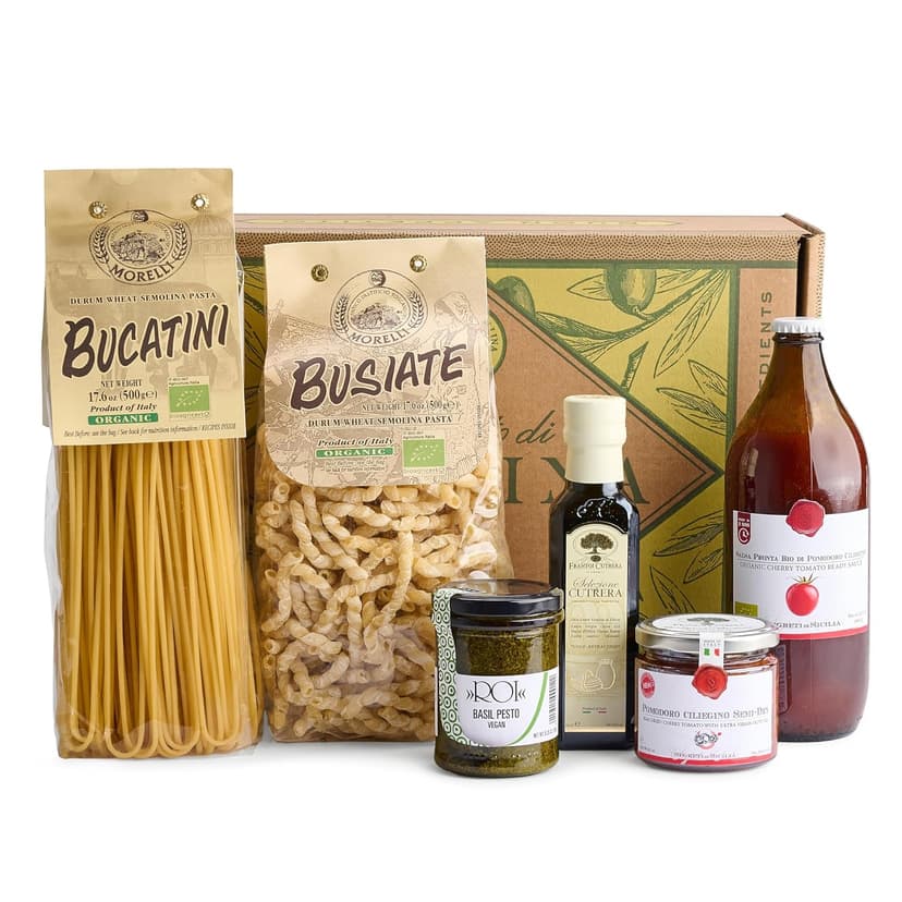 Mercato di Bellina Italian Food Gift Basket, La Cucina Italiana - A Vegan-Friendly, All-Natural Pasta Gift Basket, Gourmet Present for Foodies, Anniversary, Holiday or Celebration