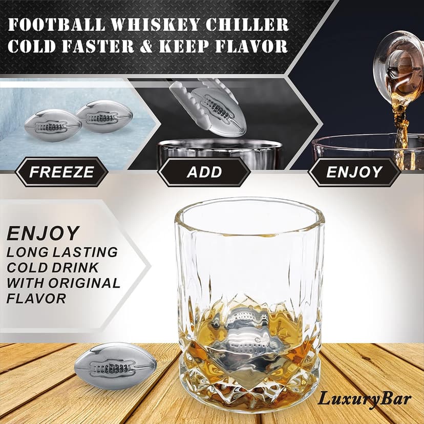 Football Whiskey Decanter Set with Glasses Spout Football Chiller,47oz Whiskey Decanter Sets for Men,Tequila Liquor Decanters for Alcohol Bourbon Gifts for Men Gifts for Dad Boyfriend Him Husband