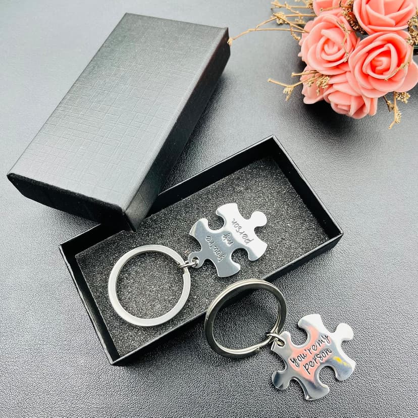 Couple Gifts Keychain My Person Love You Puzzle Piece Heart Keychain His Crazy Her Weirdo Valentines Day Him Boyfriend