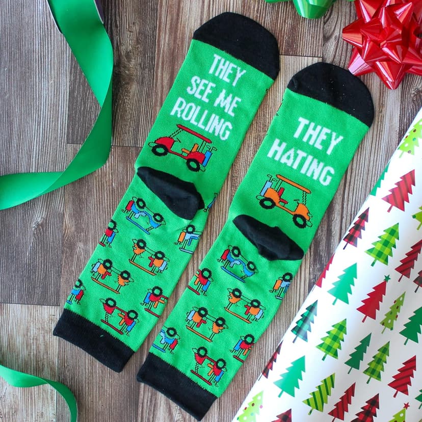 Lavley Funny Golf Socks - Fun gift for golfers - Unisex one size fits most - Great for birthdays or stocking stuffers