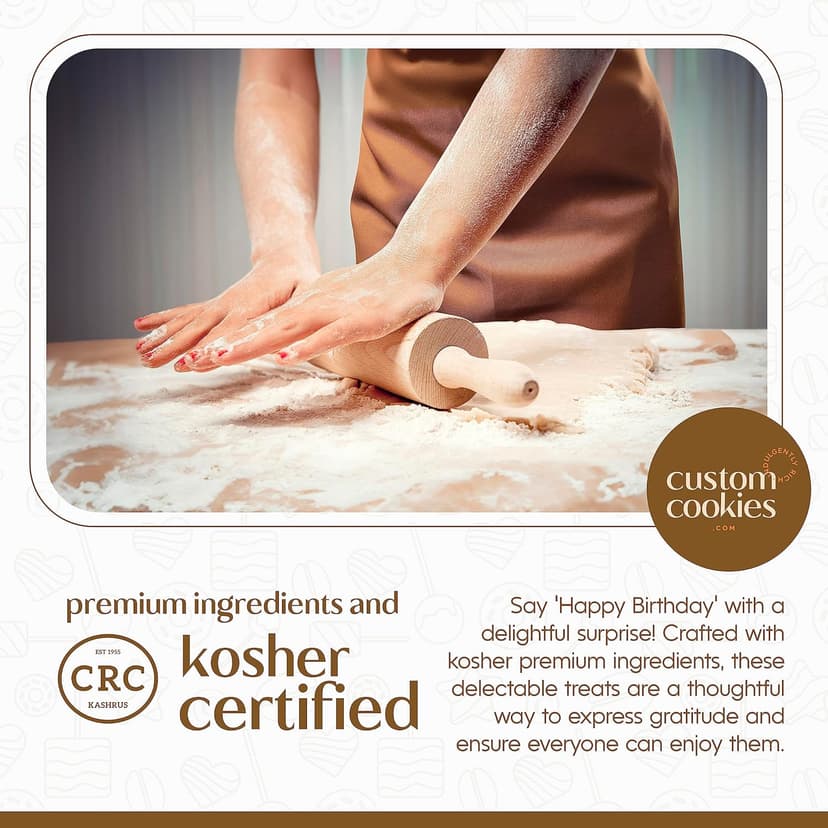 Happy Birthday Gift Basket Custom Sugar Cookies - Happy Birthday Cookies in Gift Box, Hand Decorated Kosher Treats for Women, Her, Wife - Bakery & Dessert Gifts as a Birthday Cake