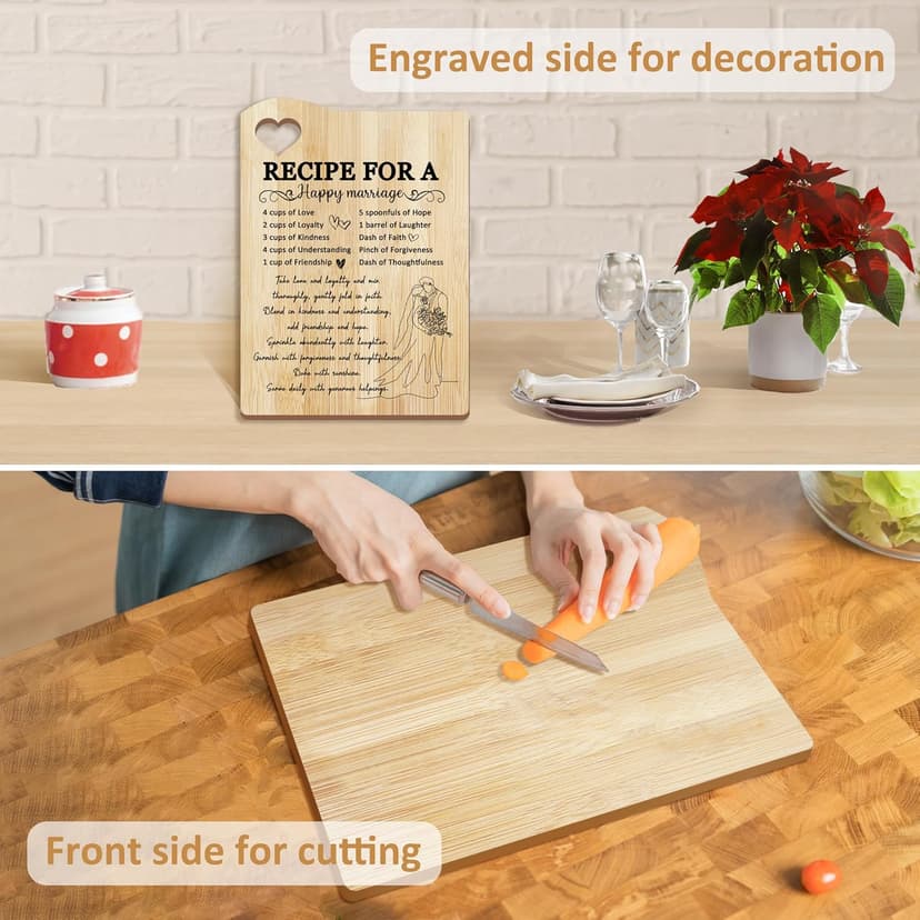 Wedding Gift for Couple 2025, Recipe for A Anniversary Marriage Cutting Board Mr and Mrs Gifts,Bridal Shower Gifts for Bride and Groom Engagement, Newlywed Bride o Be Gifts, Christmas His Her Gifts