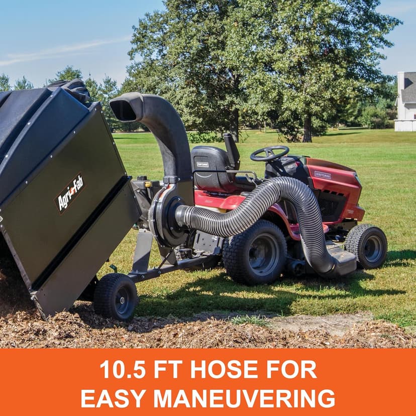 Agri-Fab 45-0631 Large Capacity 32 CU FT Hard Top Mow- N-Vac, Tow Behind Lawn Vacuum, Leaf Vacuum, Gas Powered, Easy Foot Pedal Dumping