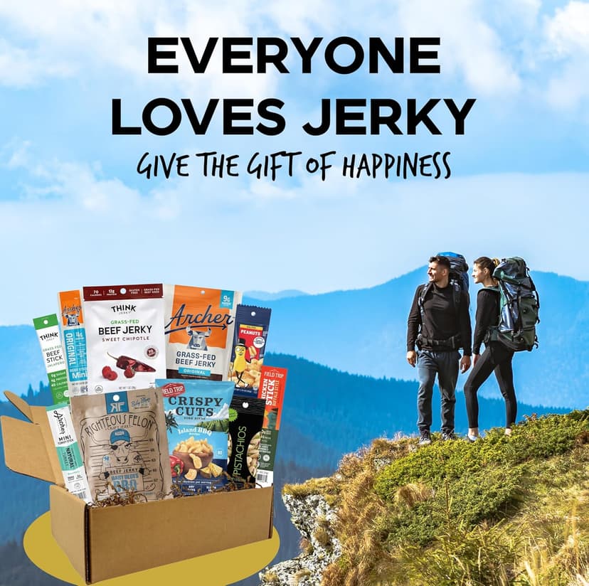 Macho Man Snack Pack Jerky Gift Box - High Protein Snacks for Men, Curated Beef Jerky Assortment Gift Box for Men, Husband, Dad, Boyfriend, Low Carb Keto