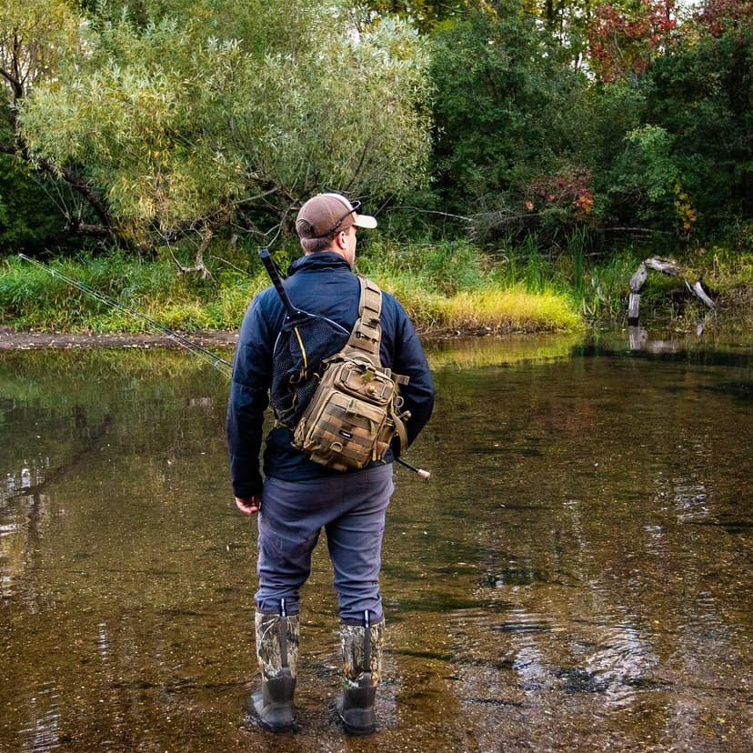 Piscifun Fishing Backpack with Rod Holder, Lightweight Sling Bag Storge Gear and Equipment