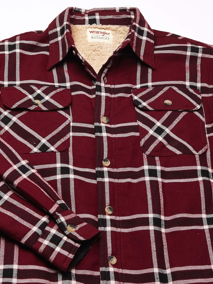 Wrangler Authentics Men's Long Sleeve Sherpa Lined Shirt Jacket