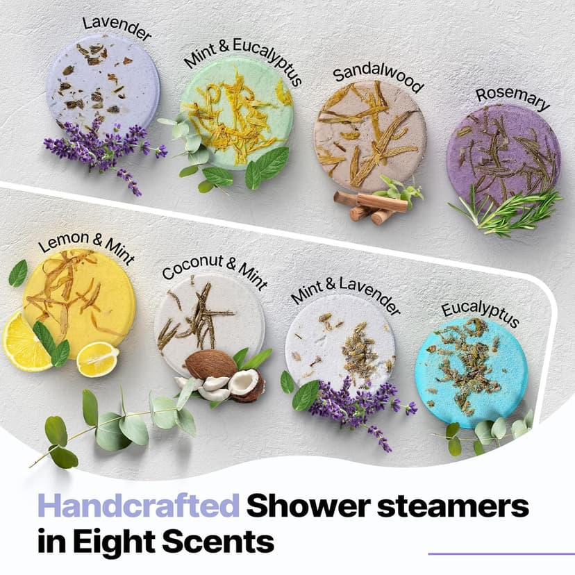 Shower Steamers Aromatherapy Birthday Gifts for Women - SWCANDY 8 Pcs Stocking Stuffers White Elephant Gifts for Adults Mom Men Teen Self Care with Natural Essential Oils Relaxation Home SPA Christmas