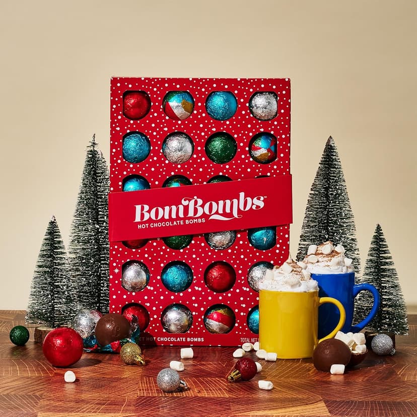 Bombombs, Hot Chocolate Bomb Gift Set, 5 Flavors in Colorful Wrappers; Fudge Brownie, Caramel Candy, S'Mores, Cookies & Cream, & Peppermint, Set of 24