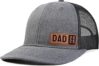 Dad Est 2025 2026 Hat for Men New Dad Gifts Customization Leather Patch Trucker Hat