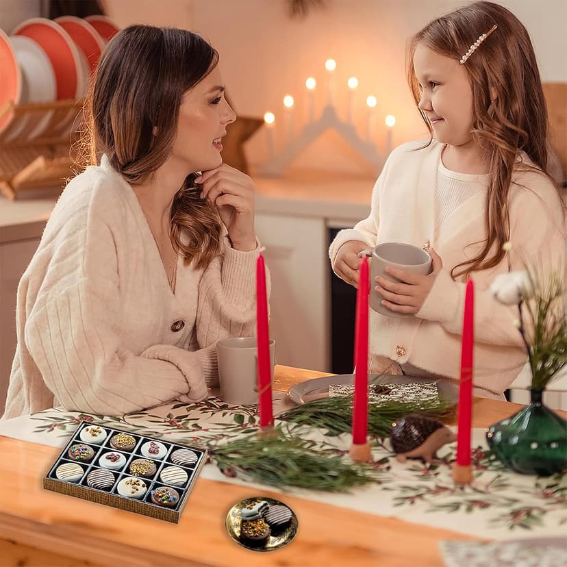 Holiday Christmas Cookies Gift Basket - 12 Gourmet Chocolate Covered Sandwich Cookies with Assorted Toppings - Assorted Food Gift Box for Fathers Day, Mothers Day, Family, Sympathy, Men & Women.