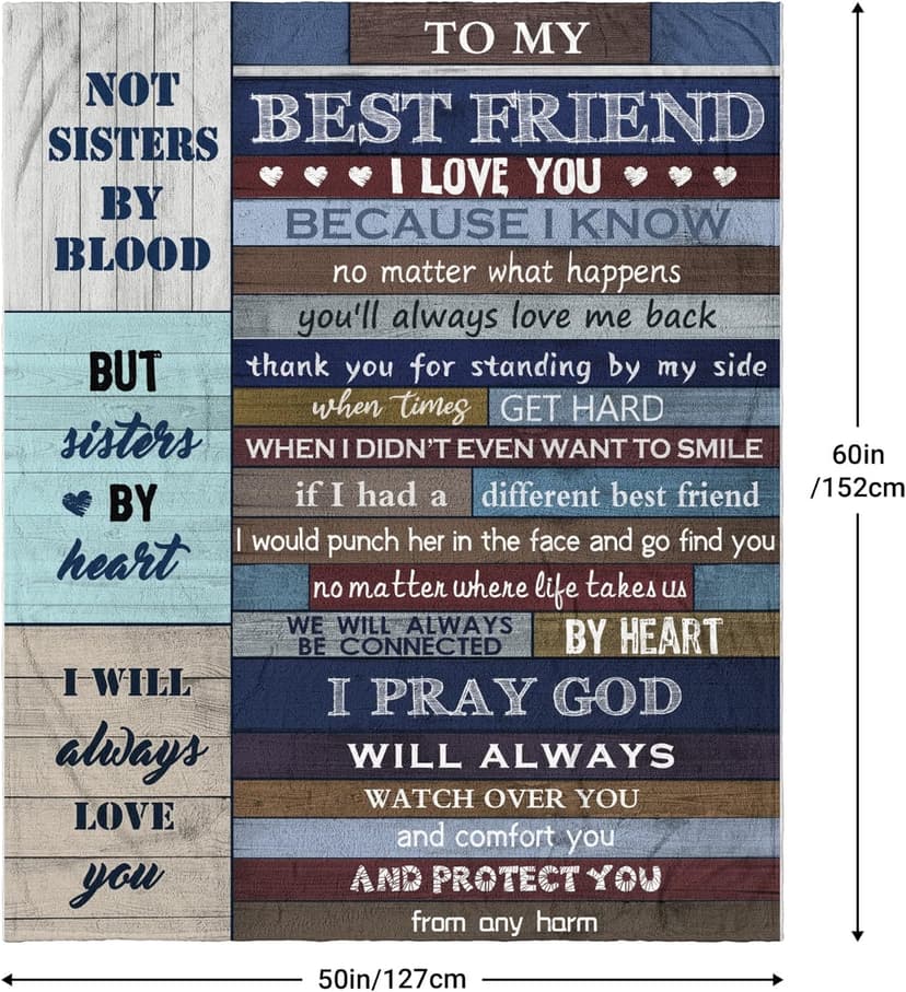 for Best Friends Women Blanket 60"x50", Best Friend Birthday Gifts, Friendship Gifts for Women Friend, Bestie Gifts, Gifts for Female Sister BFF