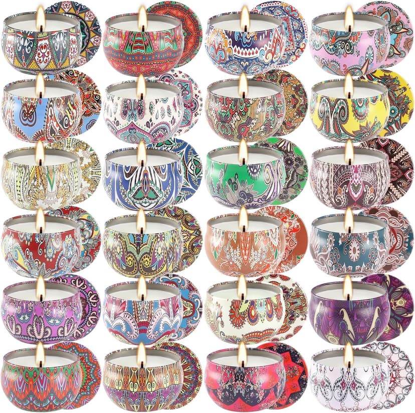 Scented Candles Gift Set, 2.5 oz Soy Wax Aromatherapy Candle for Home, Romantic Candles Gift for Mother Day Christmas Valentines Birthday (24 Pack)