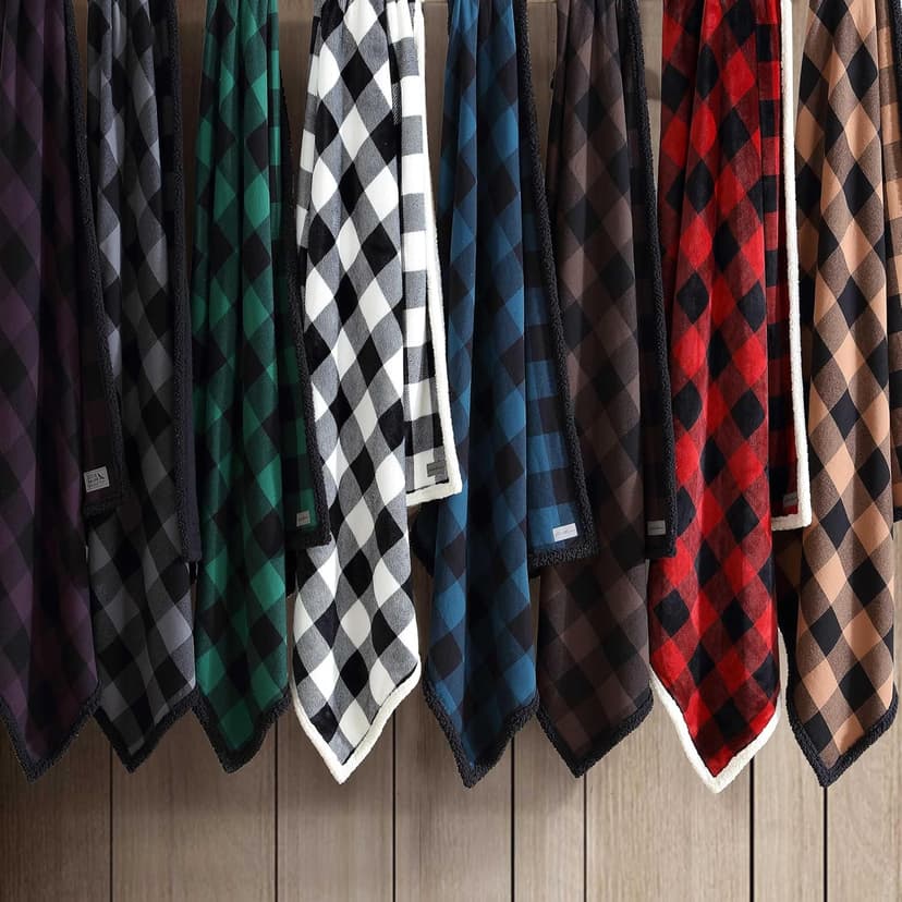 Eddie Bauer - Blanket, Super Soft Reversible Sherpa & Brushed Fleece Bedding, Throw Blankets for Couch, Ideal for Lounging (Cabin Plaid Red)