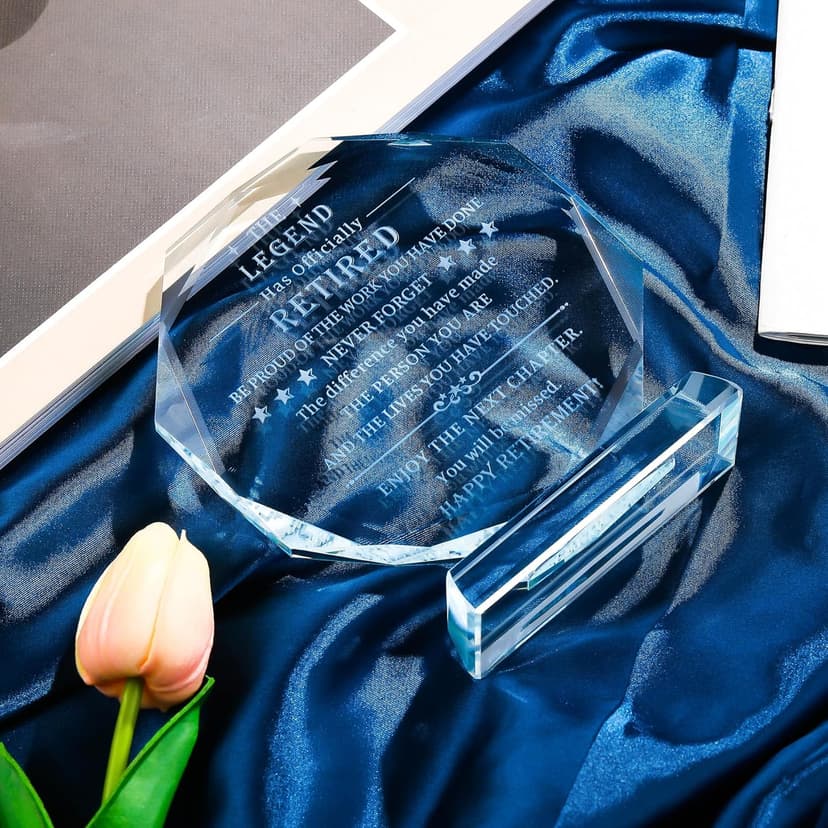 Movdyka Retirement Gifts for Men Women 2025 Happy Retire Present Decorations Crystal Plaque Keepsakes Best Retirement Gift Ideas for Boss Coworker Retired Teacher Doctor Friends Mom