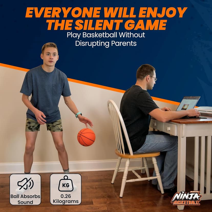 Ninja Silent Basketball- Soft Foam Indoor Hoop Play | Soundless Ball for Quiet Dribbling and Indoor Training