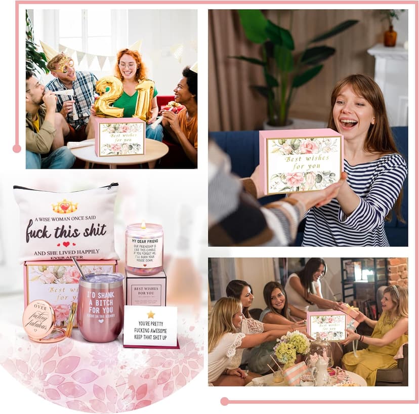 Birthday Gifts for Women Best Friends,Friendship Gifts for Women Her BFF Female Friends Bestie Sister Gift Basket from Sister Lavender Scented Candles 12oz Tumbler