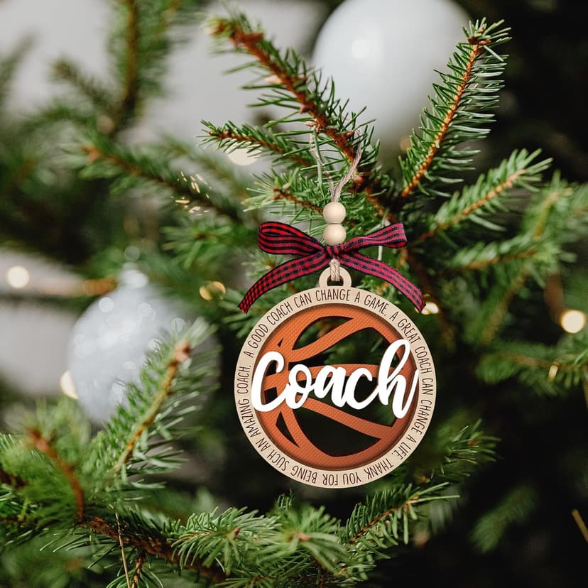 MAPDTWO Basketball Coach Ornament - Basketball Coach Gifts - Christmas Thank You Appreciation Sports Gifts for Coaches - 2 Layered Wood Ornament 2025
