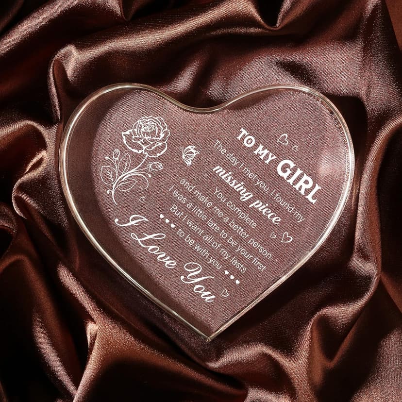 Gifts for Girlfriend, Girlfriend Birthday Gifts Ideas, To My Girl Heart Shaped Acrylic Block, I Love You Presents for Her, Valentines Day Christmas Idea for Her GF Wife